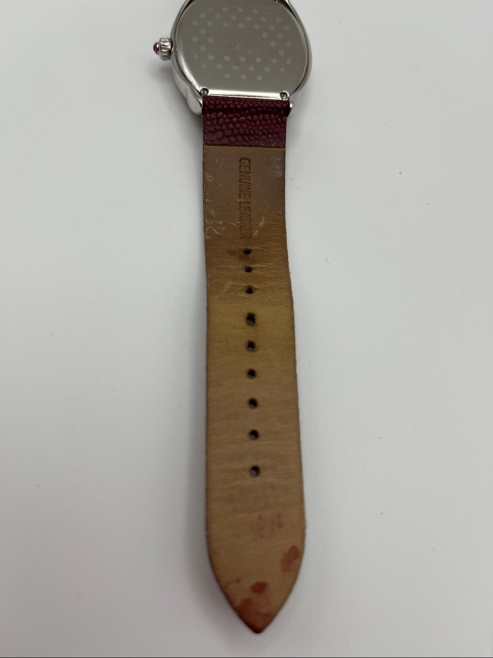 Women's Burgundy Leather Strap Crystal-Trim Watch - Picture 7 of 9